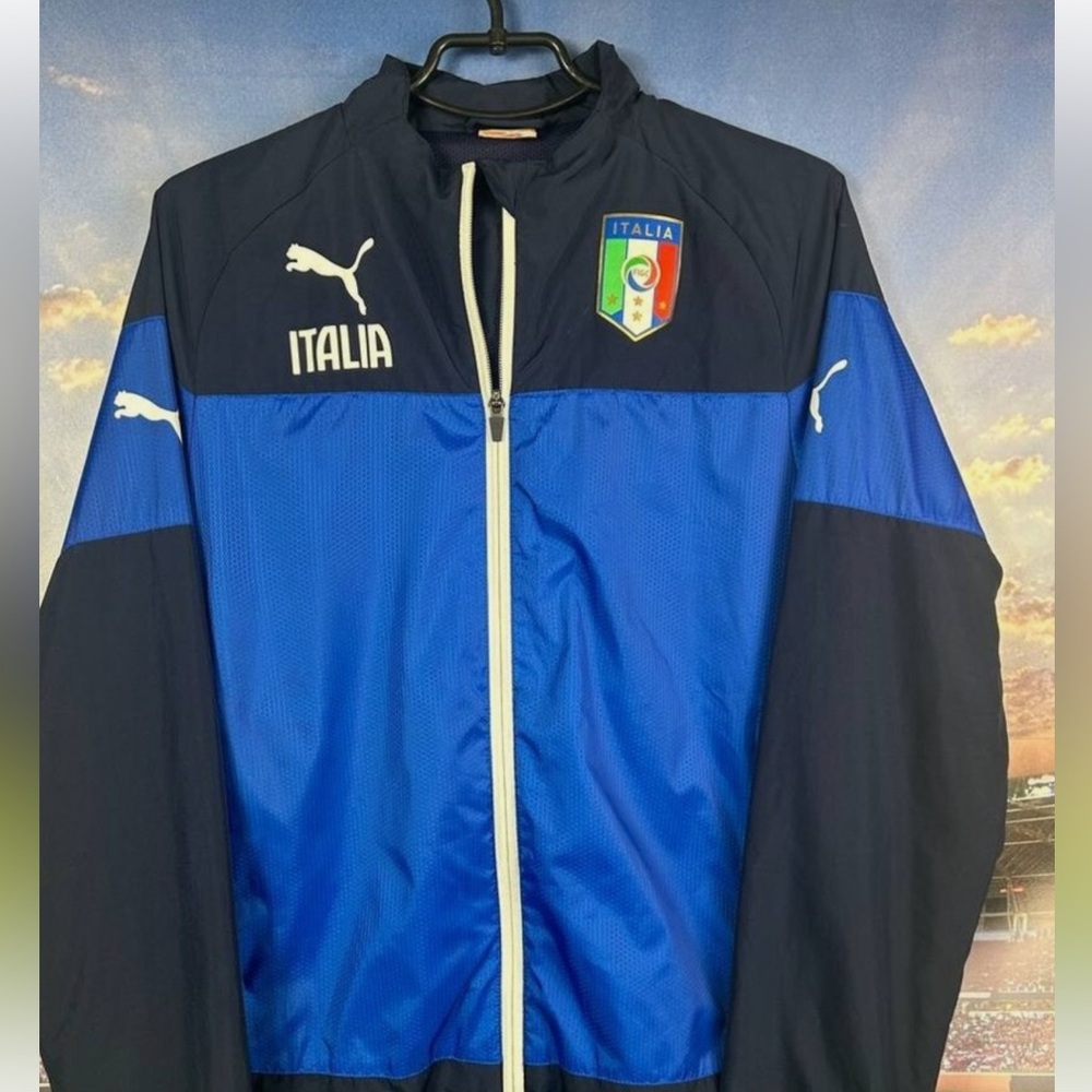 ITALY TEAM TRAINING SOCCER Puma Men's Navy and Royal Blue Bomber Jacket XL
